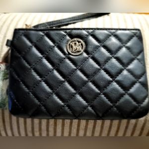 Badgley Mischka Studio Quilted Vegan Black Wristlet